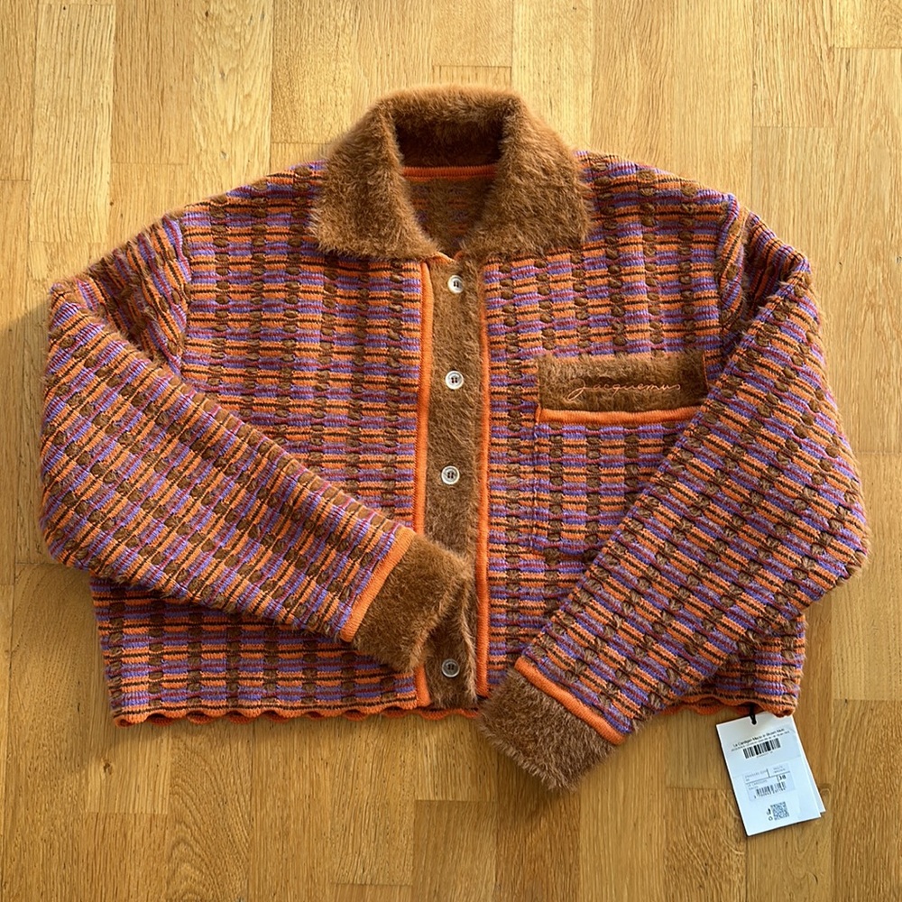 SOLD ✨Jacquemus Le Cardigan Macio in Brown Multi - Cropped - Picture 14 of 17